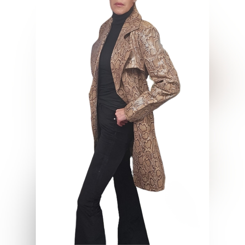 Specialneiman Marcus Tan Leather Belted Python Pr… - image 3